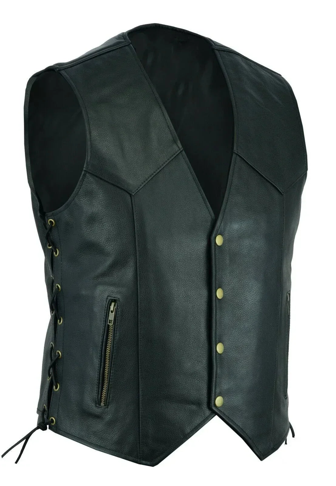 Vest Leather Punk Fashion Casual Coat Motorcycle Vest Men Solid Vest Fleet