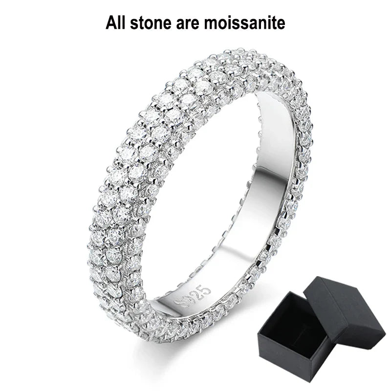 2.5cttw All Moissanite Rings for Women Full Enternity Sparkling Matching Diamond Band Sterling Silver S925 Jewelry