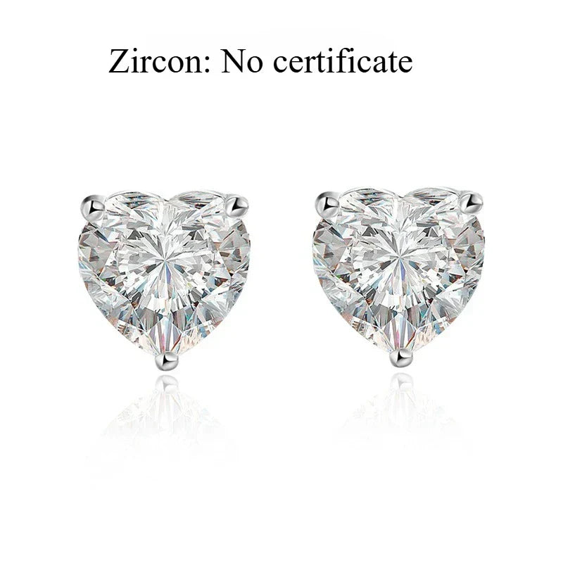 1CT 2CT 4CT Heart Cut Moissanite Stud Earrings for Women Luxury Quality Lab Diamond S925 Sterling Silver Bride Jewelry
