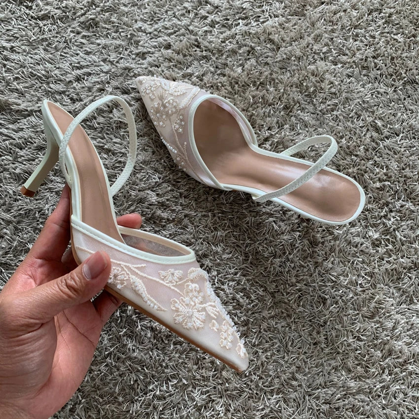 Thin High Heels Sandals Women 2025 Summer Sexy Slingback Pointed Toe Pumps Dress Shoes Woman Sandalias De Mujer
