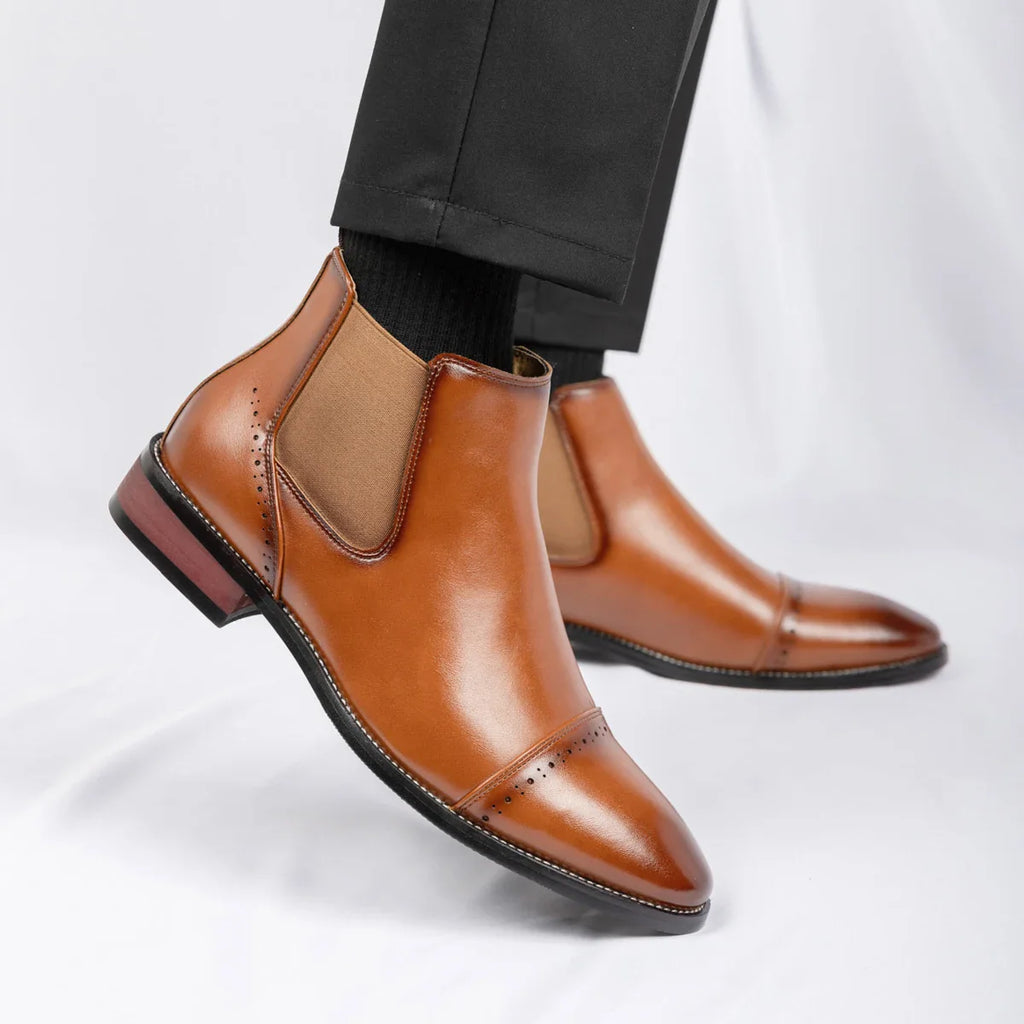 2025 Retro Men's Solid Color Pointed Business  Boot  Comfortable Wedding  Party Shoe Breathable  And  Anti-Slip Ankle Boots