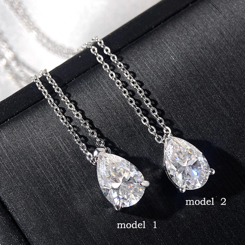 1-4CT Pear Cut Moissanite Pendant Necklace for Women Girls 3 Designs Lab Diamond Wedding Silver 925 Chains Fine Jewelry