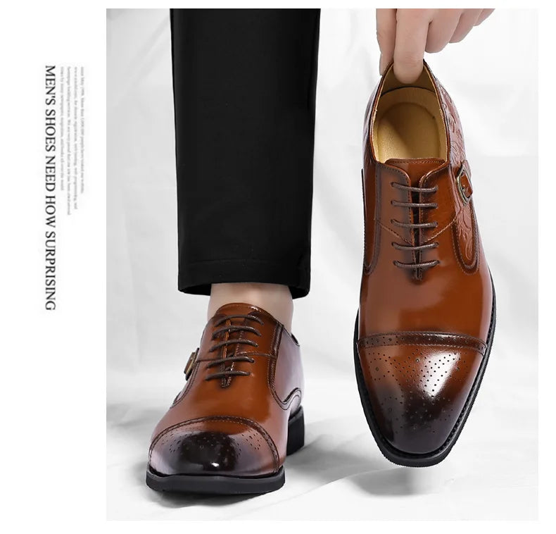 Men's Big Size Leather Shoes Spring Autumn Formal Business Office Wedding Dress Shoes for Man New Designer Business Shoe Man