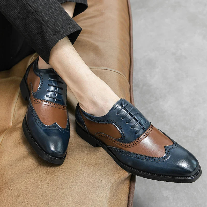 Italy High Quality Pointed Fashion Oxford Shoes Lace Up Men's Shoes Pointed Style Luxury Moccasin Casual Luxury Leather Shoes