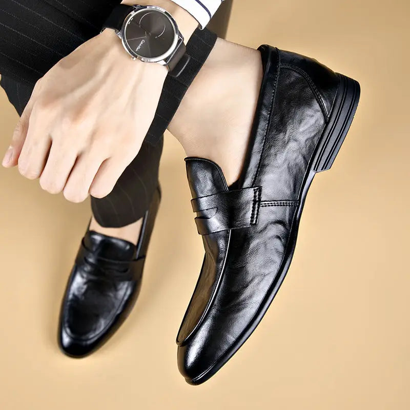 Social Shoe Male Leather Casual Round Toe Men's Formal Shoes Business Luxury Designer Clothing Office Party Gentleman 2025 Trend