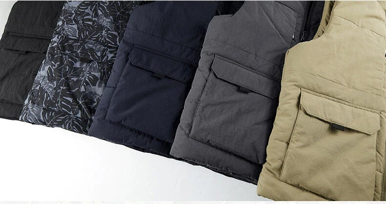 Men's Multi-Pocket Clothing Winter Vest Jackets Sleeveless Coat Fashion Large Size 6XL Male Warm Waistcoat Fleece Vest Men