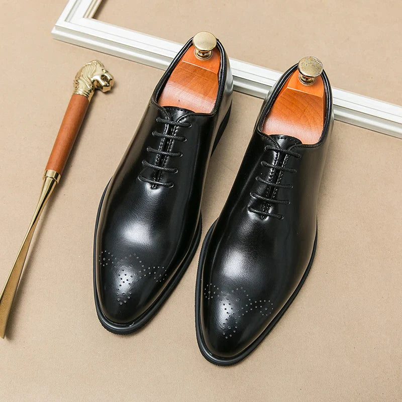 Men's Genuine Leather Dress Shoes Classic Oxford Soft Comfortable Lining Non-Slip Rubber Sole Business Office Formal Occasions