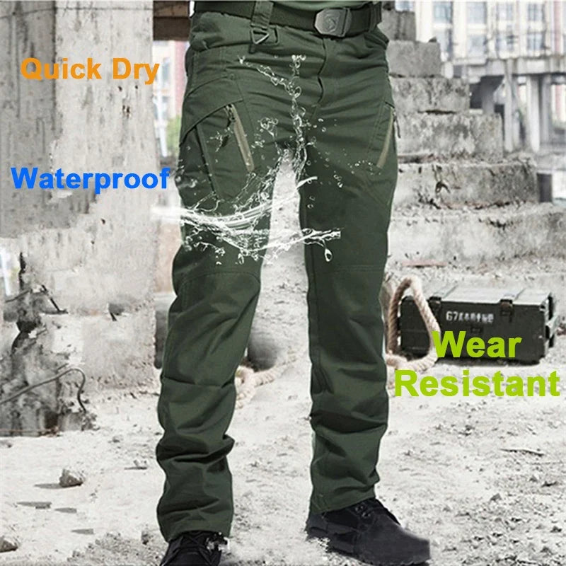 Summer Men's Tactical Cargo Pants Casual Trousers Multi-Pockets Waterproof Pants Lightweight Quick Dry Outdoor Hiking Trousers