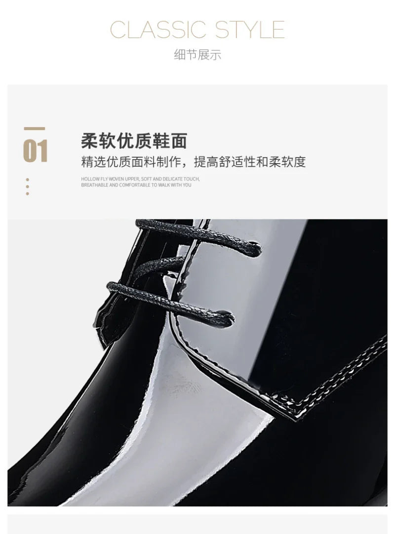 Spring British Style Formal Dress Shoes Black Business Oxfords For Groom Wedding Office Comfortable Big Size Footwear Non Slip