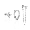 925 Sterling Silver 3pcs/set Cute Chians Stud Earrings Set Fashion Zircon Crystal Women Girls Gift Fine Jewelry Set