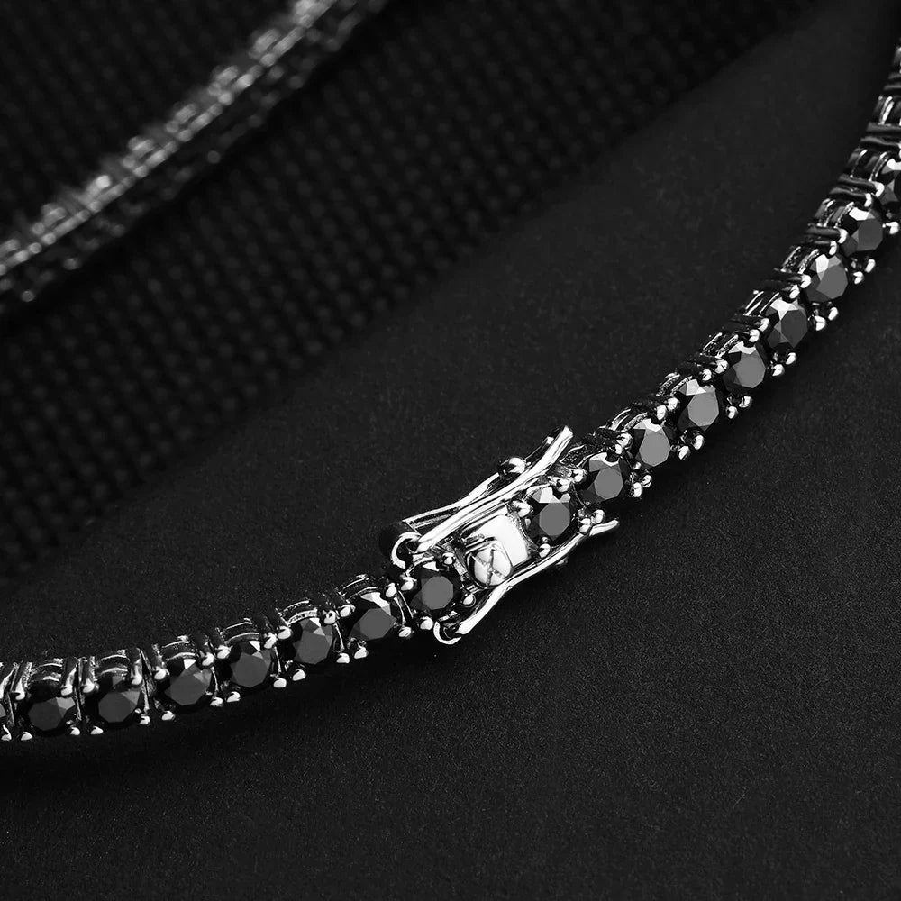 GRA Certified Full 3/4/5/6.5MM Black Moissanite Tennis Bracelet for Men Women S925 Silver Plated 18K Black Gold Bracelets