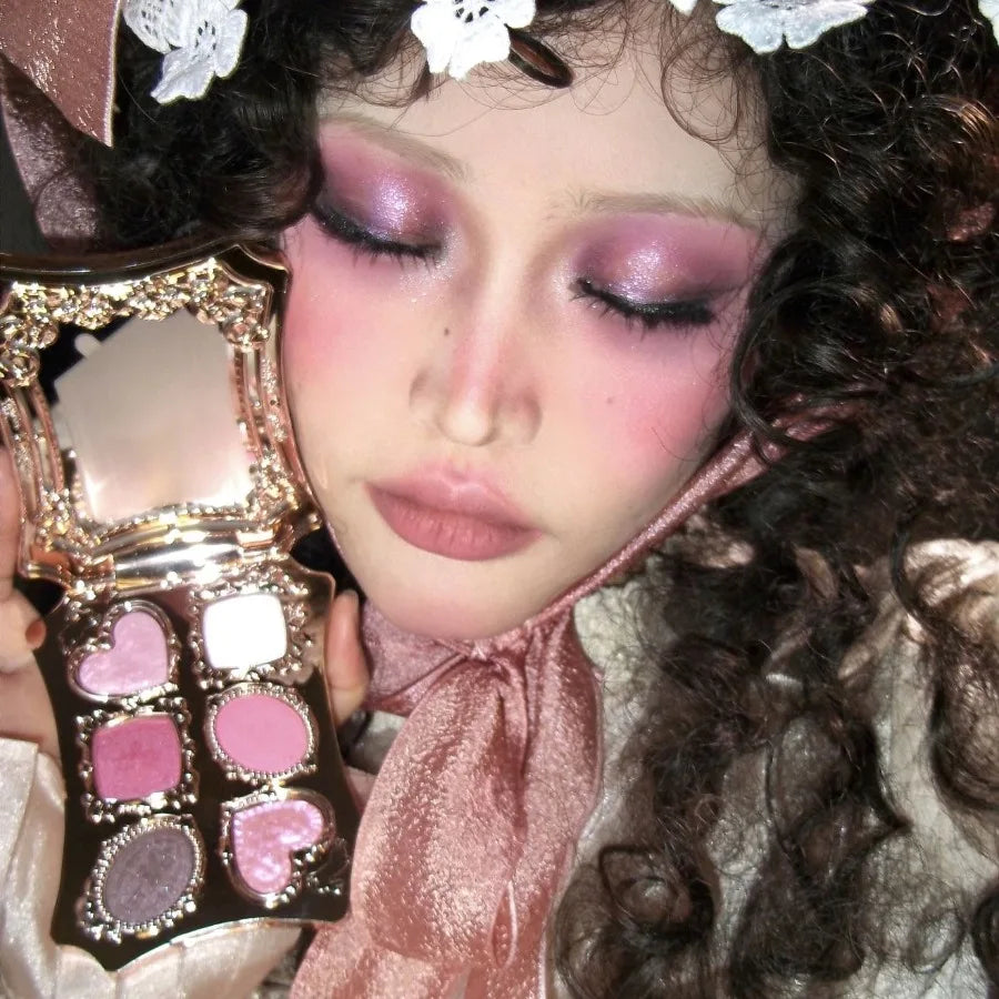 Bunny Garden Collection 6-Color Makeup Eyeshadow Contour Palette Eye Brush Puff Set Eye Glitter Korean Makeup Kit