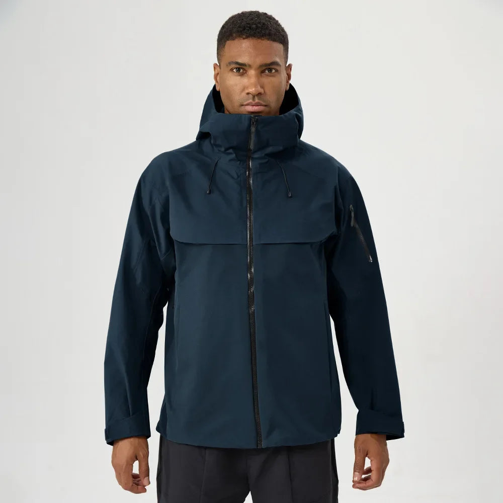 Autumn and Winter Hard-Shell Windbreaker Windproof Rainproof Breathable Outdoor Hiking Mountaineering Ski Suit Hooded Jacket