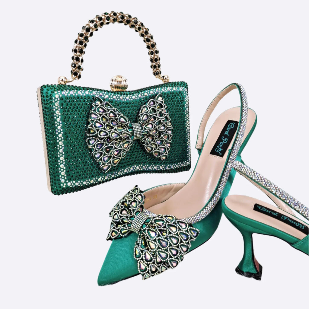 princess style  Young Girl Rhinestone-encrusted Bag & Comfortable  High Heels