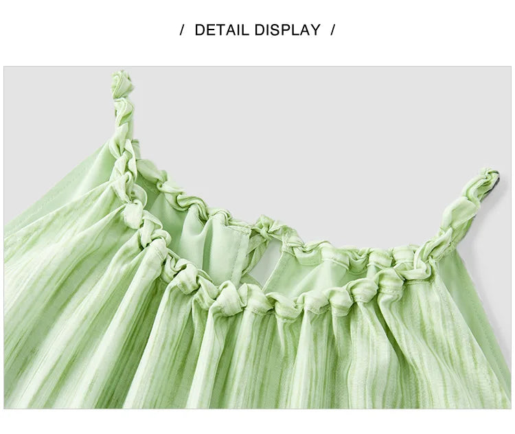 Women Dress Bowknot Textured Halter Neck Vacation A Line Maxi 2026 Summer Romantic Fresh Elegant Soft Comfy Holiday Top