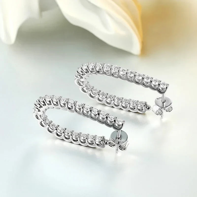 Trendy Real D Color Full 2.2mm 0.04CT Moissanite Hoop Earrings For Women S925 Silver Plated 18K Gold Diamond Earring