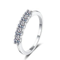 Full 3mm Moissanite Ring for Women S925 Sterling Silver Rings with White Gold Plated 5 Stone Lab Diamond Wedding Band
