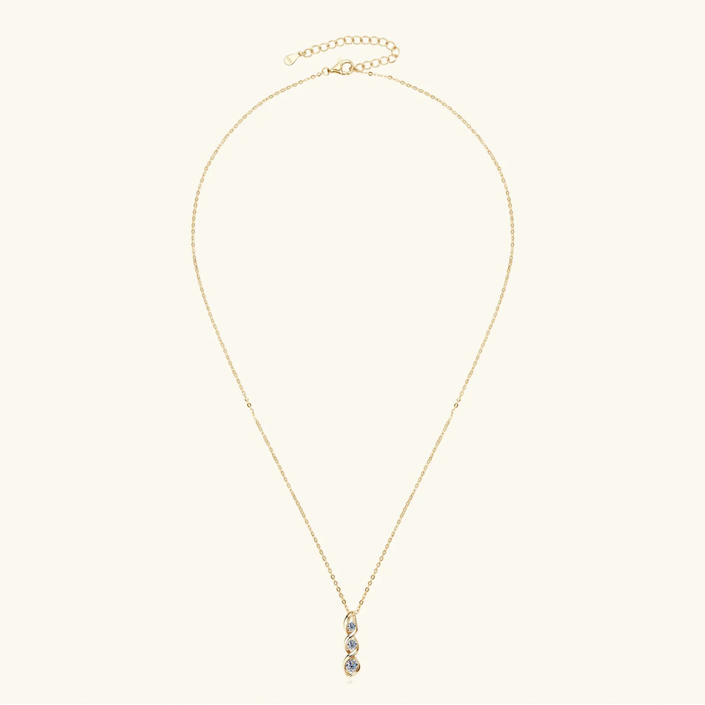 Moissanite Diamond Necklace Gift for Women 925 Sterling Silver 18K White/Yellow Gold Plated Twisted Pendant Chain