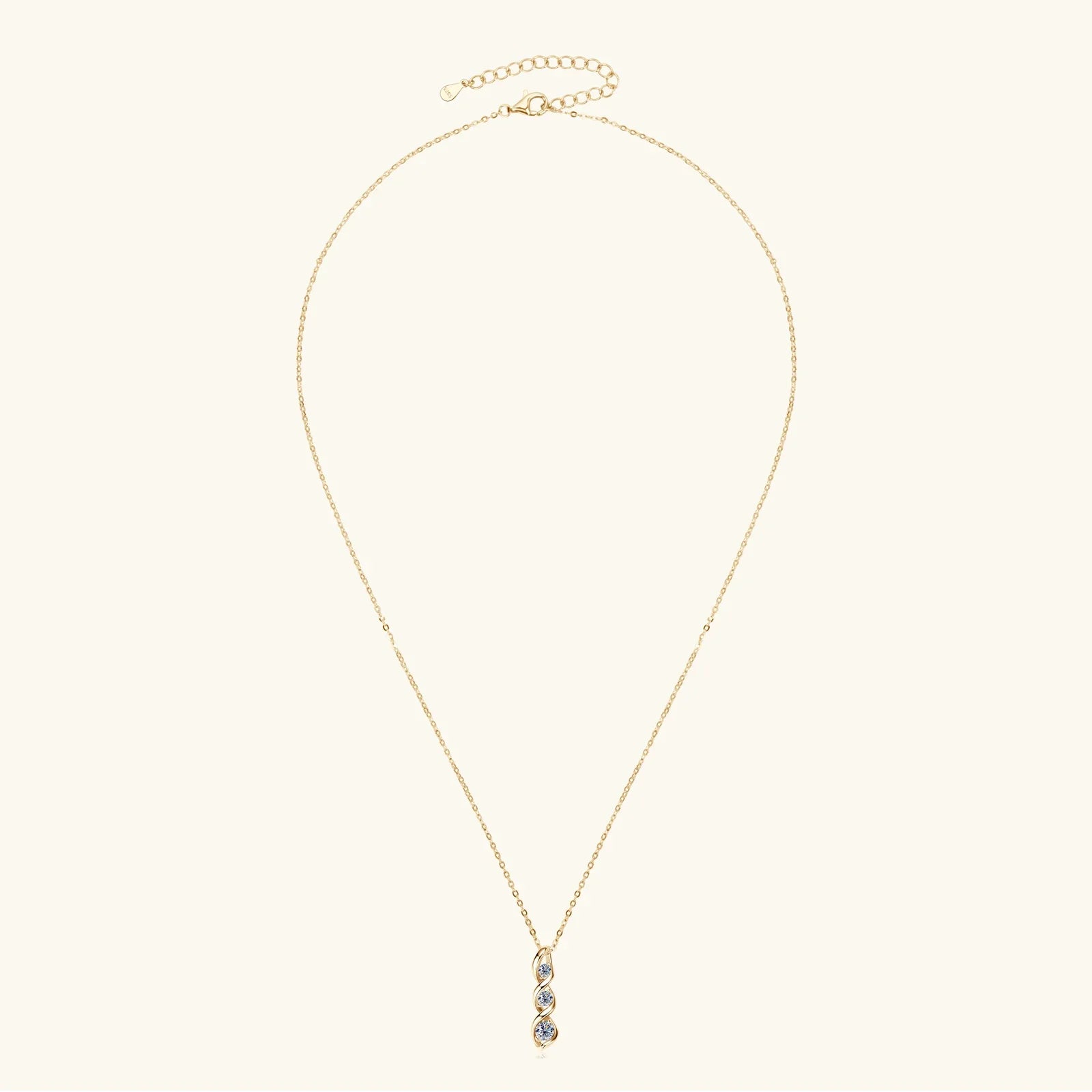 Moissanite Diamond Necklace Gift for Women 925 Sterling Silver 18K White/Yellow Gold Plated Twisted Pendant Chain