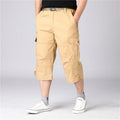Summer pure cotton cropped shorts for men and young people, straight leg sports camouflage casual workwear shorts, loose and thi