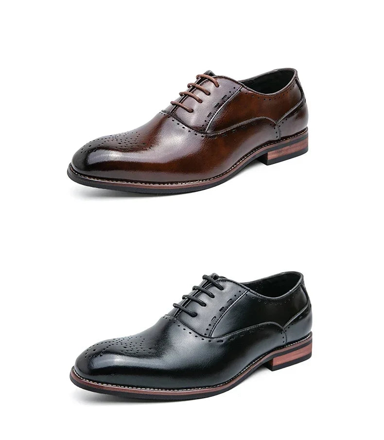 High Quality Leather Business Formal Shoes 2026 Classic Italian Casual Dress Shoes Men Elegant Office Formal Oxford Shoes