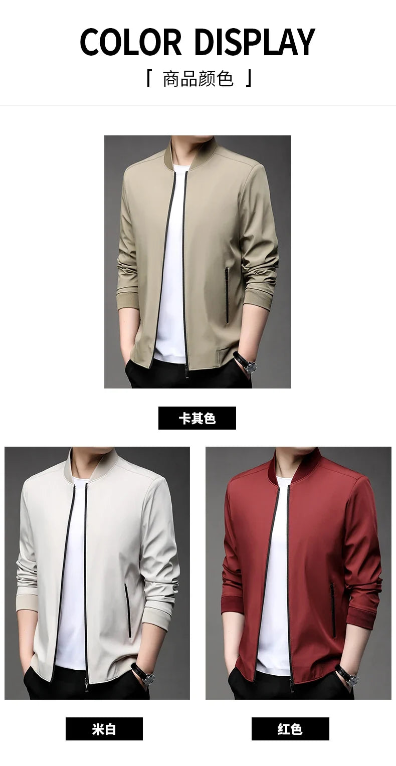 Men's High-Quality Fashion Spring Baseball Collar Business Casual Jacket Handsome Youth Coat Dad Jacket M-5XL