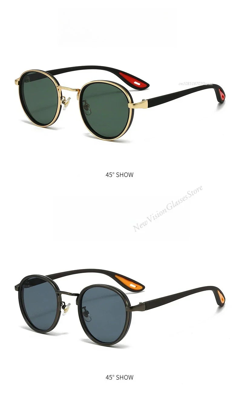 Vintage Designer Outdoor Sunglasses Men Round Fashion Plastic Titanium High Quality Sun Glasses Man UV Protection Glasses Woman