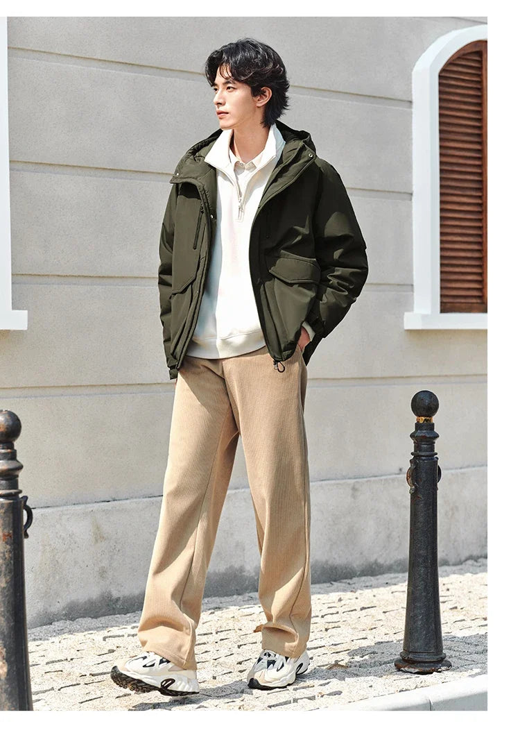 Cotton-Padded Jacket Men 2024 Winter Waterproof, Oil-Resistant, Stain-Resistant and Windproof Outerwear Loose