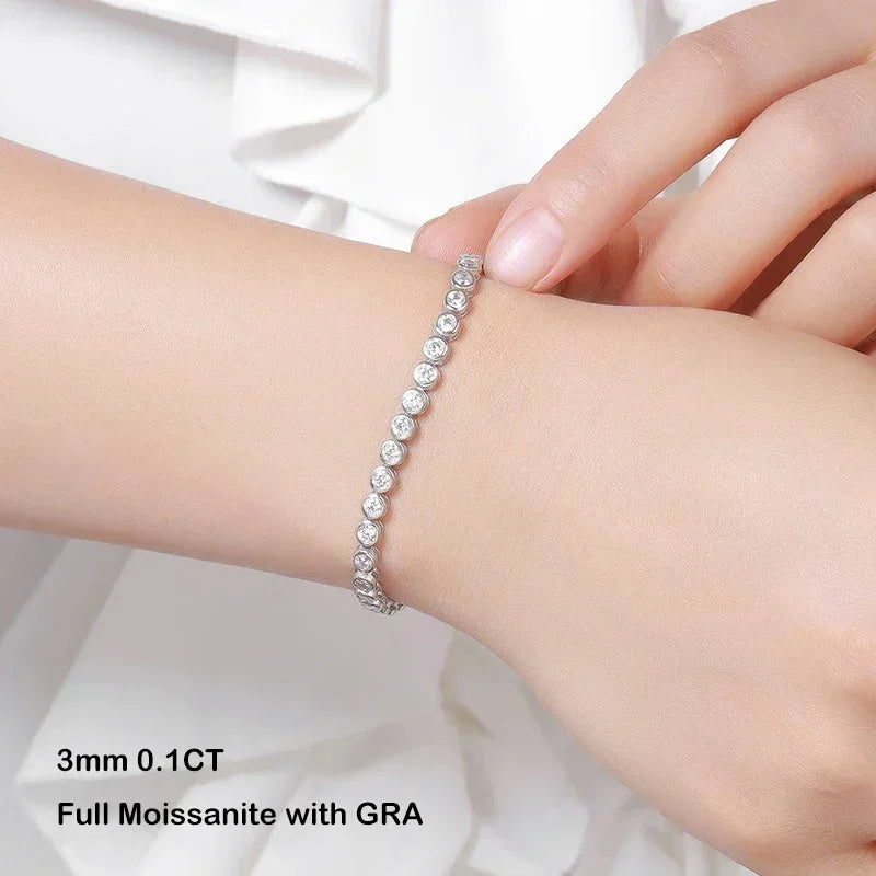 Luxury Bubble 2/3mm D Color Full Moissanite Tennis Necklace for Women S925 Silver Plated 18K Diamond Neck Chain Necklaces