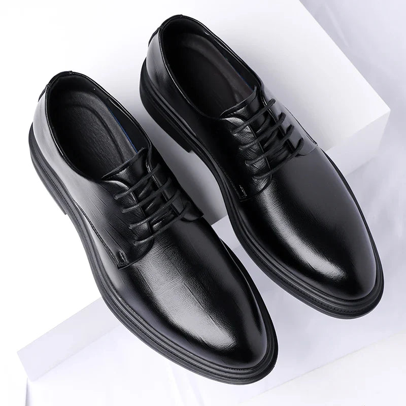Men's Formal Leather Shoes Lace Up Breathable Non-slip Rubber Sole Lightweight Comfortable Dress Shoes Office & Special Occasion