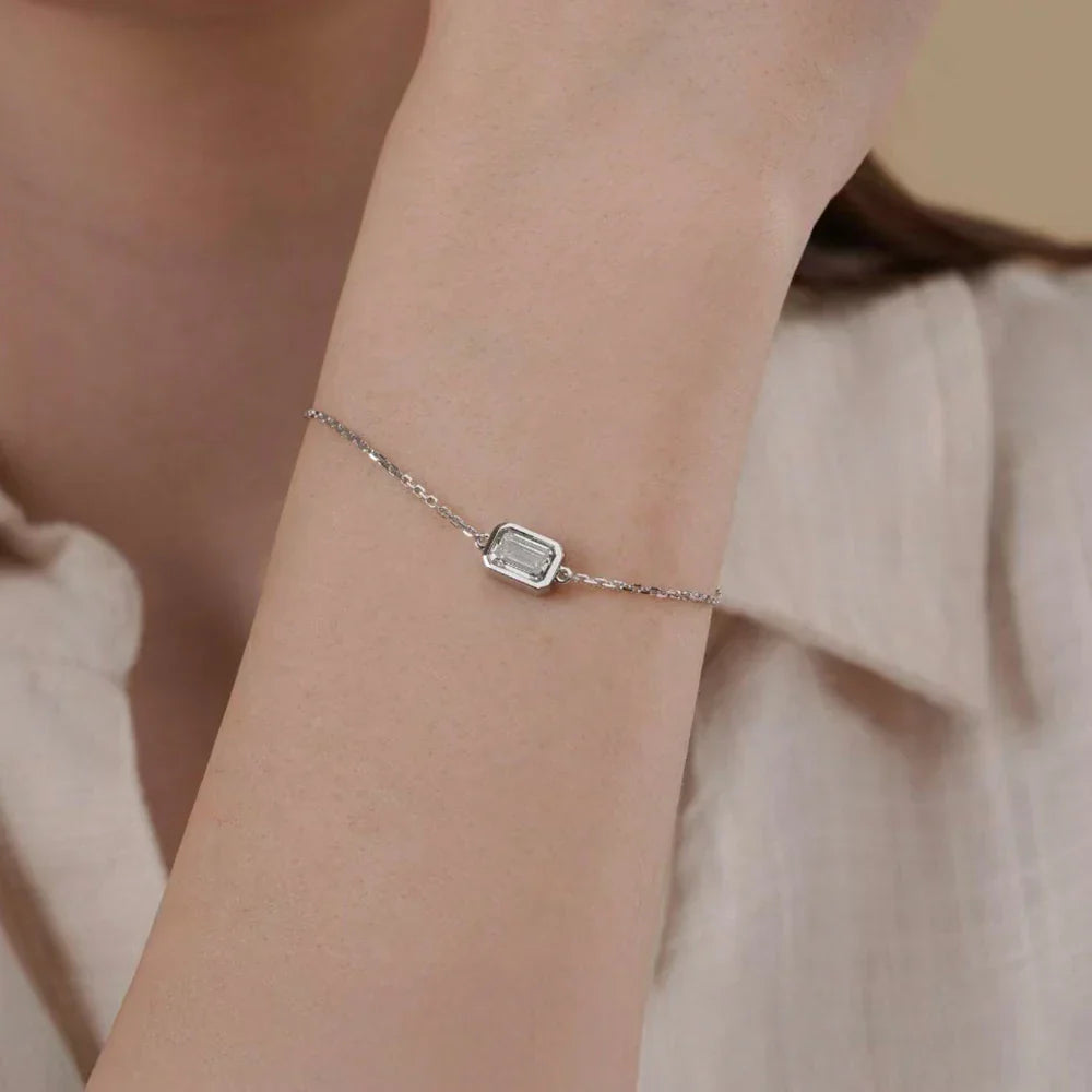 1/2CT Marquise Pear Cut Moissanite Solitaire Link Bracelet Women s925 Silver Bezel Setting Lab Diamond Bridal Wrist Chain
