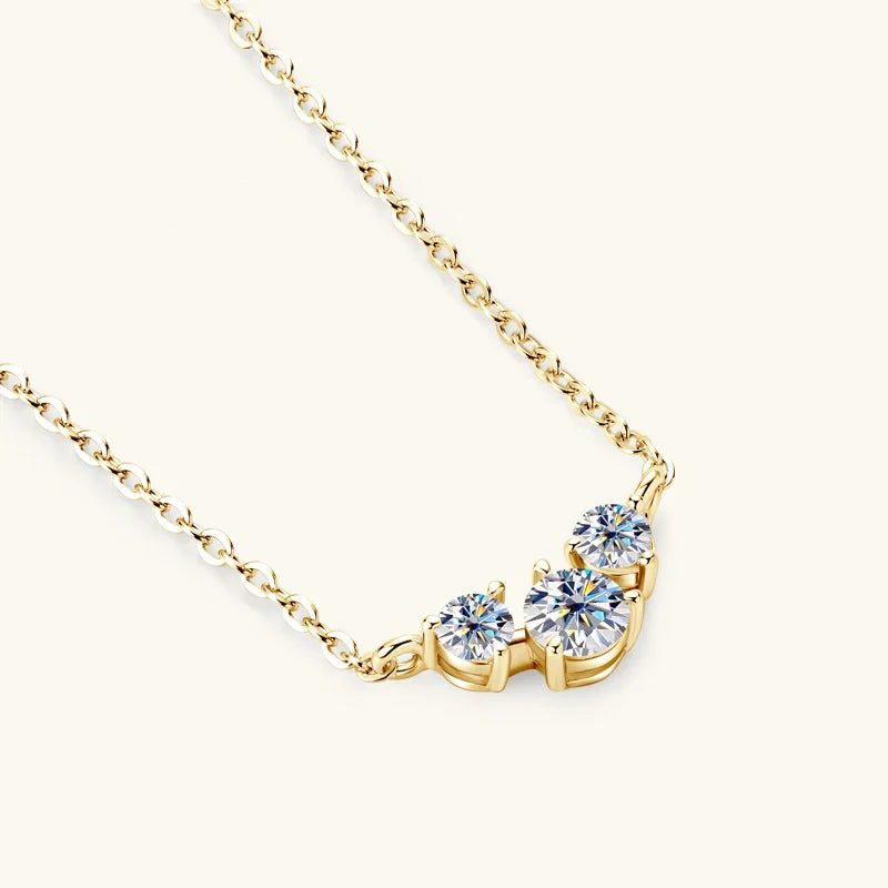 3mm 4mm Moissanite Necklace Collares Mujer 925 Sterling Silver Three Stone Pendant Necklaces For Women Chains Jewelry Gift
