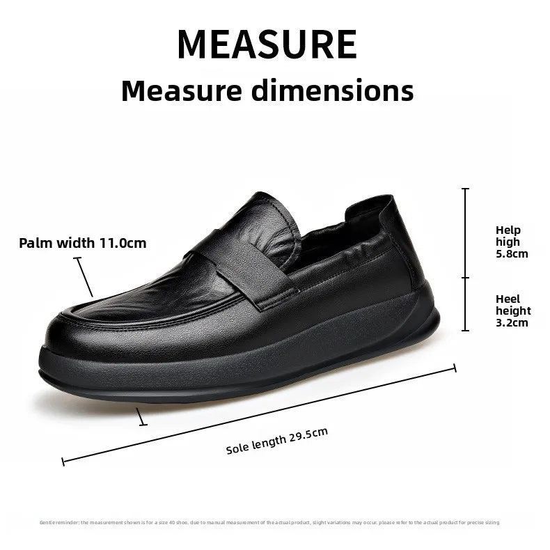 Spring Summer New Genuine Leather Shoes Men Solid Color Fashion Loafers Male Soft Sole Anti-slip Height-increasing Loafers Man