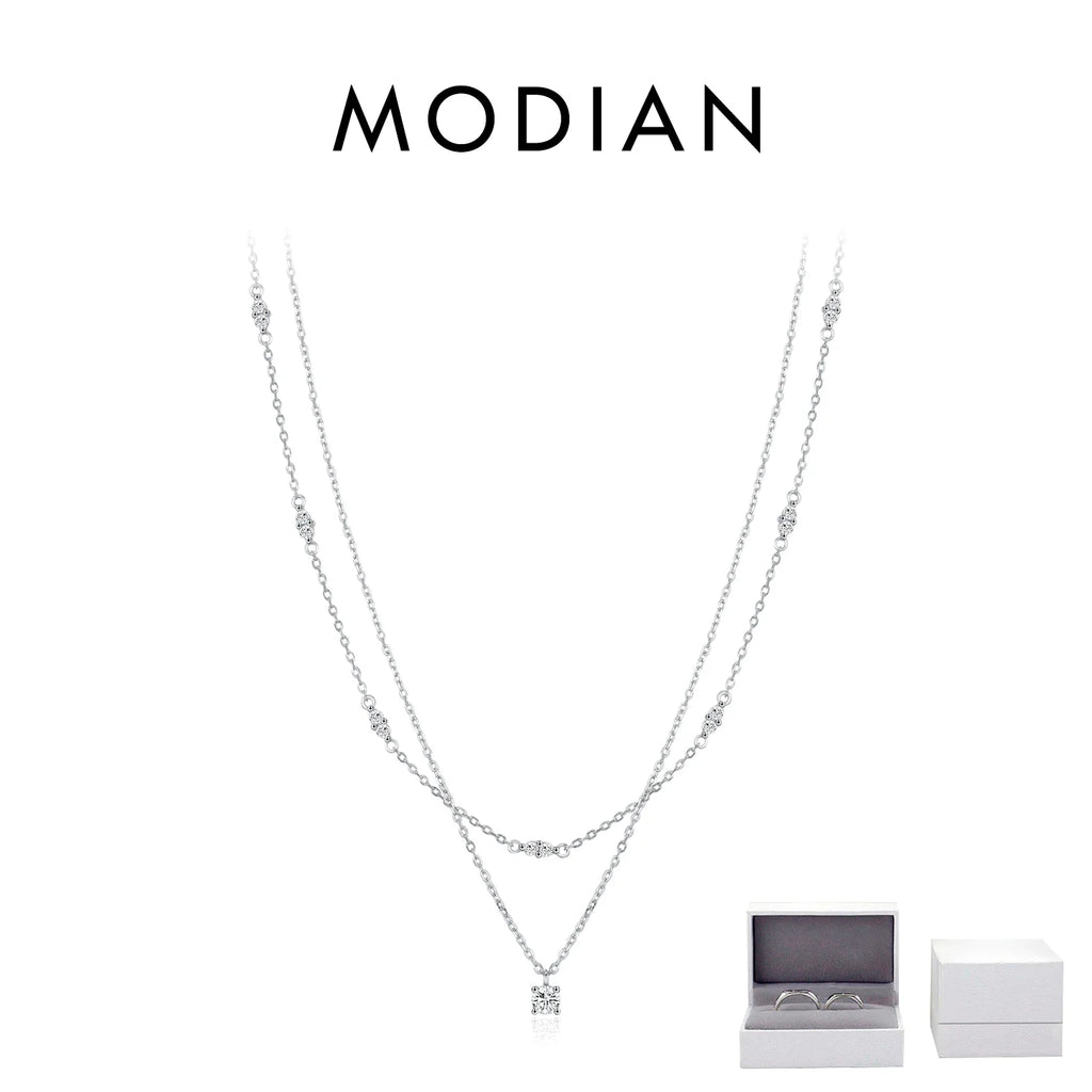 Moissanite D Color Double Layer Pendant Necklace 925 Sterling Silver Round Stylish Choker Necklace For Women Jewelry