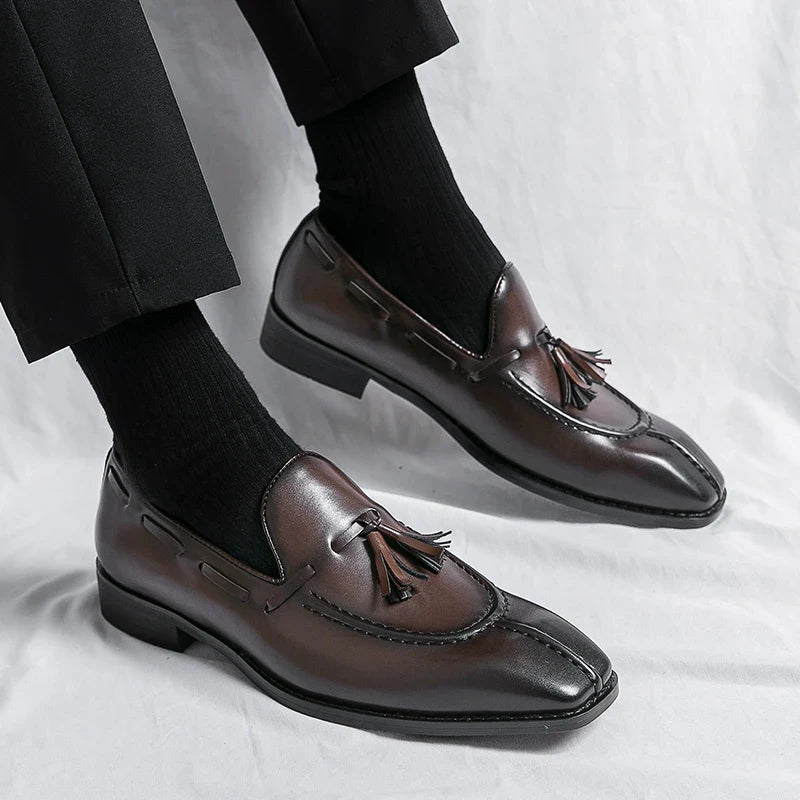 Fashion Shoe Office Shoes for Men Casual Shoes Breathable Leather Loafers Mens Driving Moccasins Comfortable Slip on 2023 Brown
