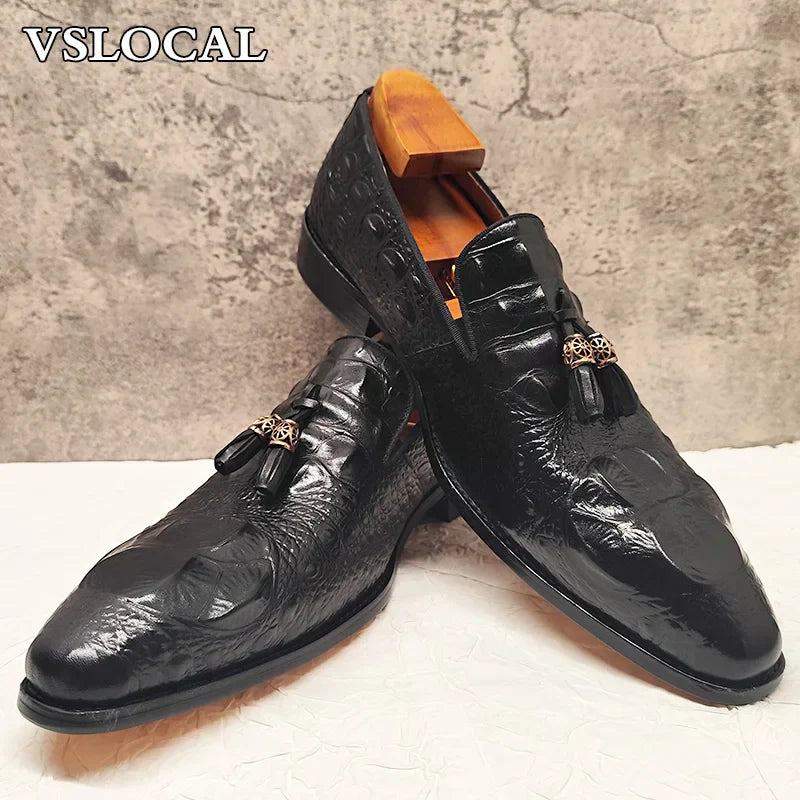 Luxury Men's Loafers Shoes Black Brown Tassel Loafers Slip On Casual Mens Dress Shoes Wedding Office Leather Shoes Men