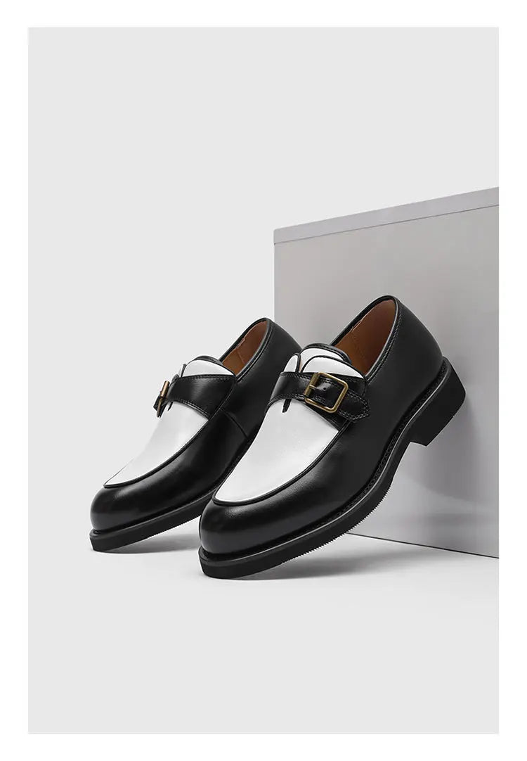 Business Men Loafers Black Brown Buckle Men Casual Button-up Thick-soled Anti-slip Fashion Brand Shoes Wedding Dress Shoes Men