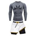 Men's Running Tracksuit Anime Print Training Fitness Sportswear Set Compression Leggings Sport Gym Performance Shorts Rash Guard
