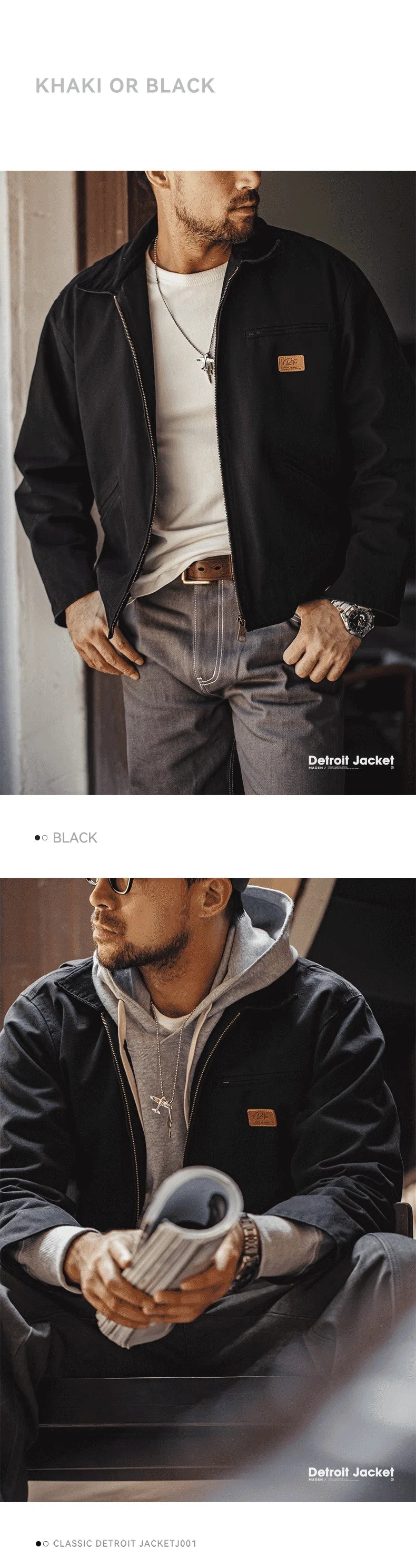 Retro Interstellar Same Style J001 Jacket Canvas Detroit Hunting Jacket Heavyweight Pocket Work Jacket Lapel Collar Coat