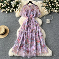Runway Summer Autumn Holiday Floral Midi Tulle Prom Dress