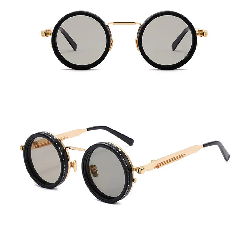 Metal Round Punk ND9-level Adjustable Dimming Sunglasses Women Polarized UV400 Fashion Men Outdoor Sun Glasses