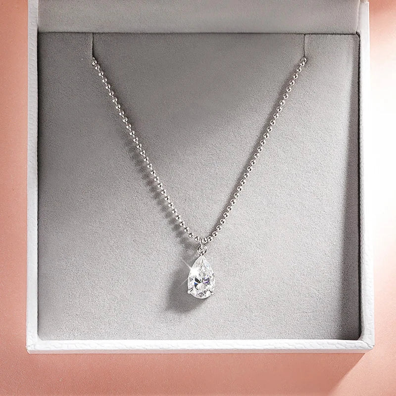 2CT 3CT 5CT 6CT Pear Cut Moissanite Necklace for Women Classic Pendant Sterling Silver 925 Plated 18K Jewelry Wholesale