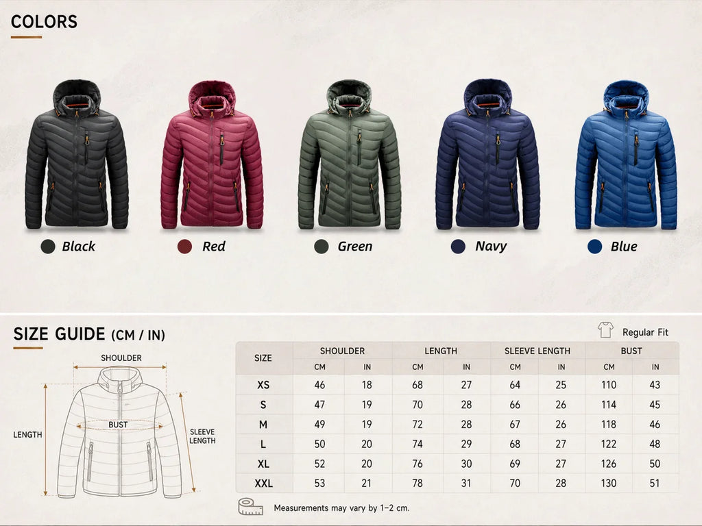 Mens Lightweight Outdoor Puffer Jacket Hooded Insulated Thermal Puffy Winter Heated Running Travle Casual Cotton Outdoor Coat
