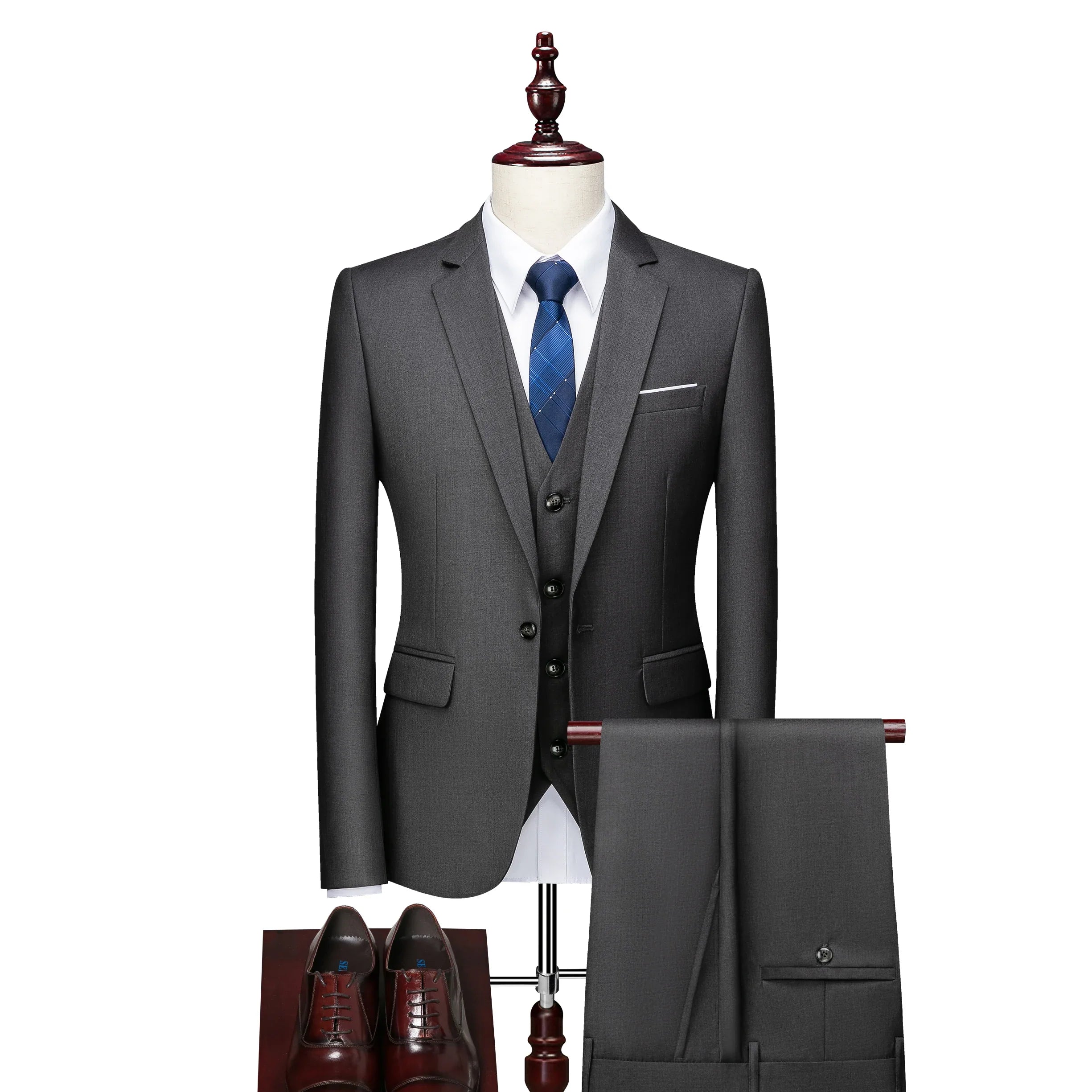 2026 New Suit (Blazer+ Vest + Pants) Men's Gentleman Fashion Slim Work Solid Color Plus Size Fair Dress Wedding Best Man Suit