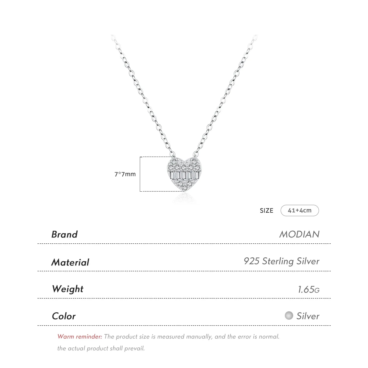 925 Sterling Silver Pave Setting Hearts Sparkling Zirconia Necklace Pendant Classic Romantic Wedding Jewelry For Women