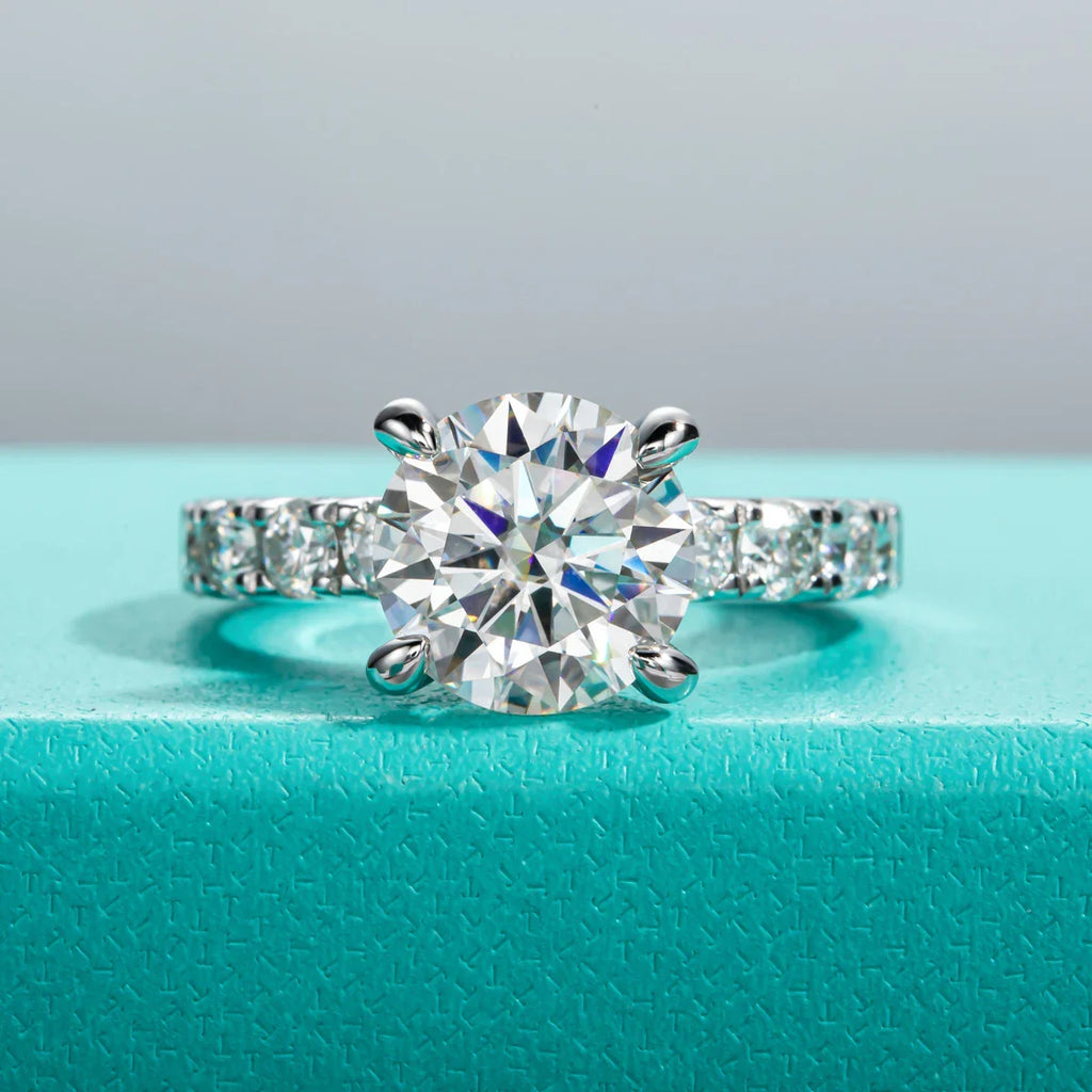 3.5ct Moissanite Engagement Ring Set Bridal Sets 3mm Eternity Wedding Band Silver Promise Rings Women Jewelry Wholesale