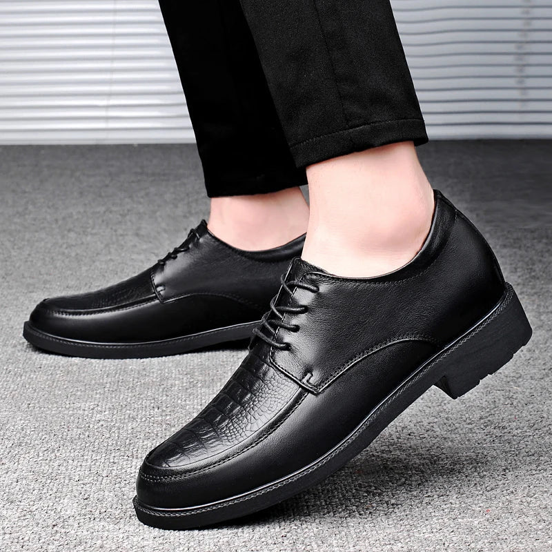 Luxury Brand Men Casual Flats Genuine Leather Business Oxford Shoes Antiskid Gentleman Shoes Crocodile Pattern Formal Dress Shoe