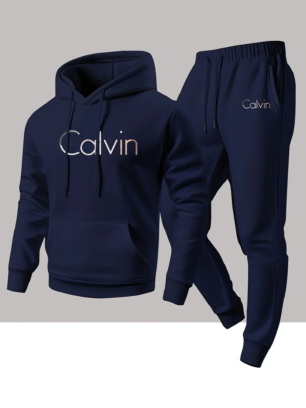 New Calvin Tracksuit for Men  Hoodie & Jogger SetHip Hop Streetwear Casual Workout Outfit Fall Winter Fashion Gym Athletic Wear