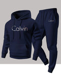 New Calvin Tracksuit for Men  Hoodie & Jogger SetHip Hop Streetwear Casual Workout Outfit Fall Winter Fashion Gym Athletic Wear