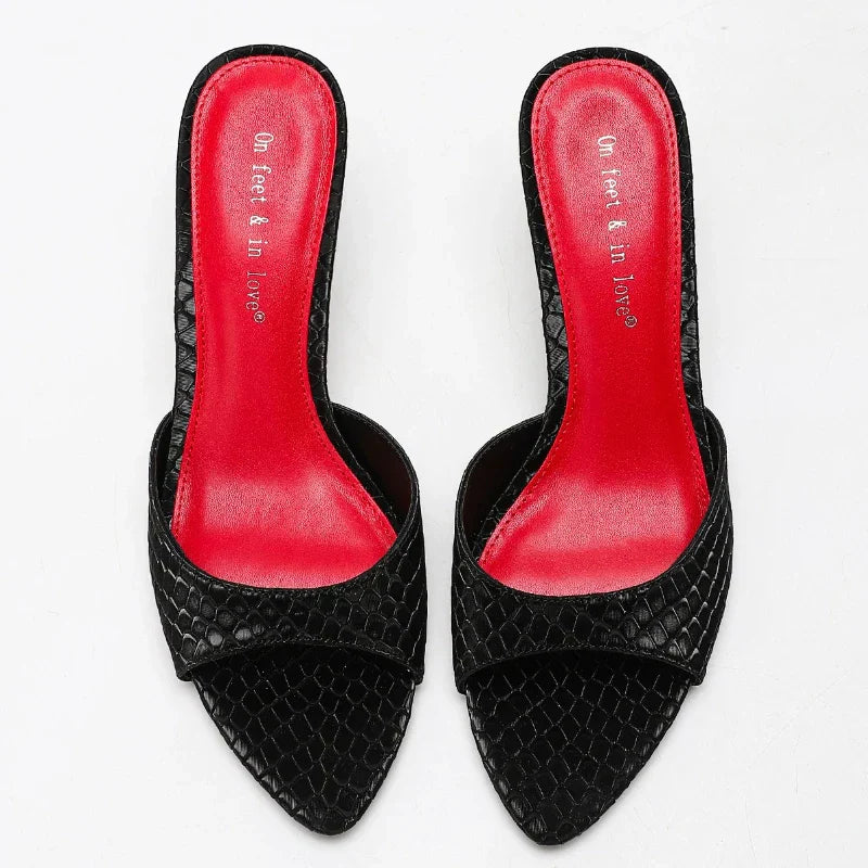 Sexy Brand High Heels Slides Female Slippers New Summer Open Toe Sandals Female Concise Mature Designer Banquet Party Shoe Woman